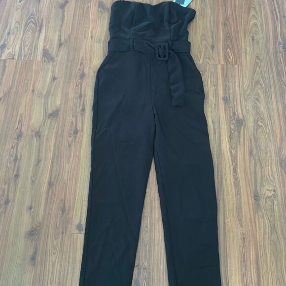 NWT HAVE Los Angeles black strapless sweetheart cut jumper stretch belted size s - Picture 1 of 5